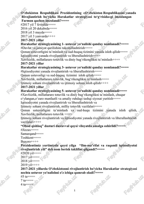 o‘zbekiston respublikasi harakatlar strategiyasi — DOCX