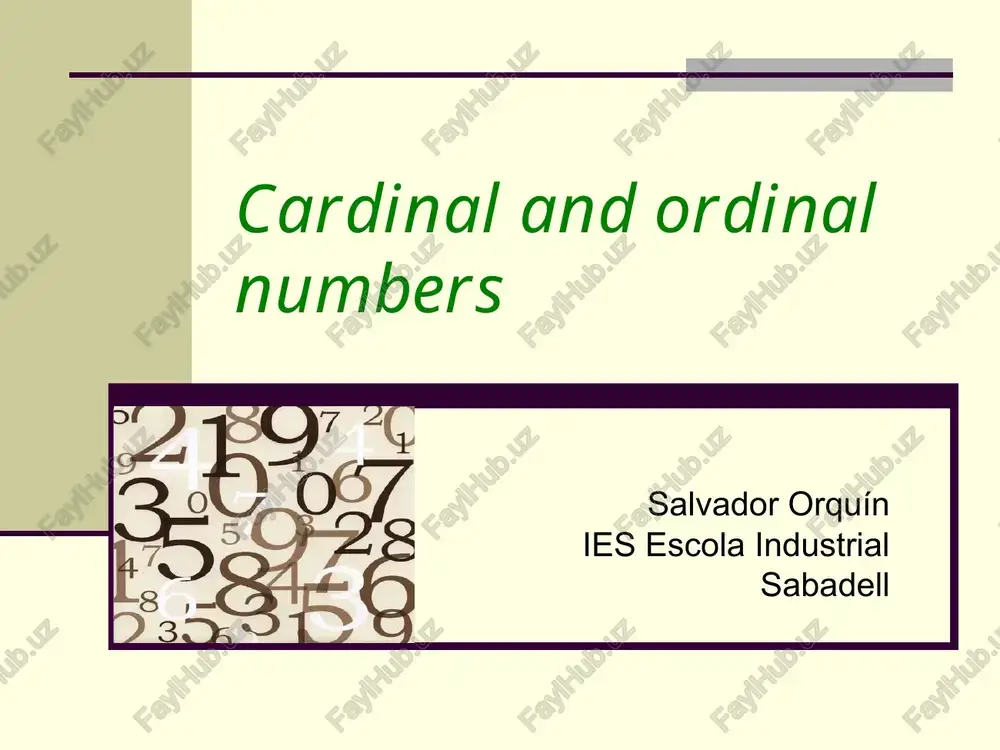 cardinal and ordinal numbers — PPT