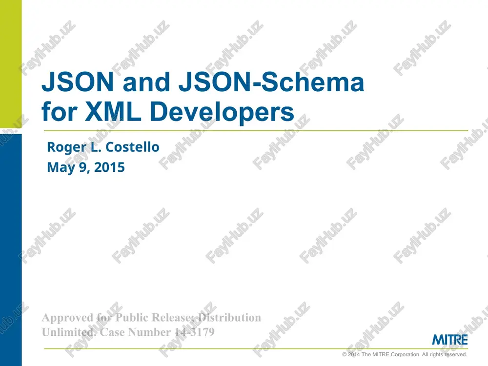 json and json-schema for xml developers — PPT