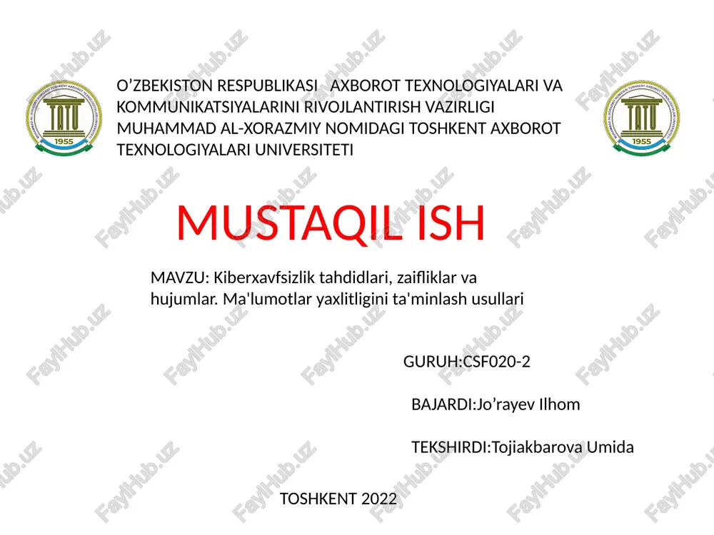 mustaqil ish — PPTX