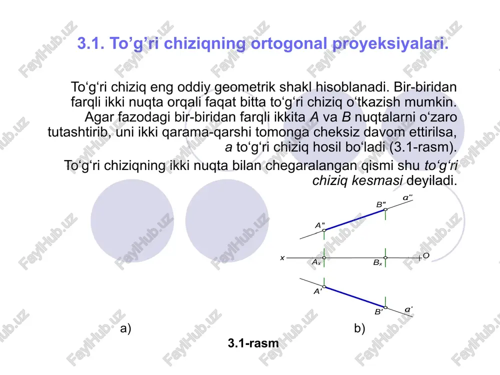 to’g’ri chiziqning ortogonal proyeksiyalari — PPT