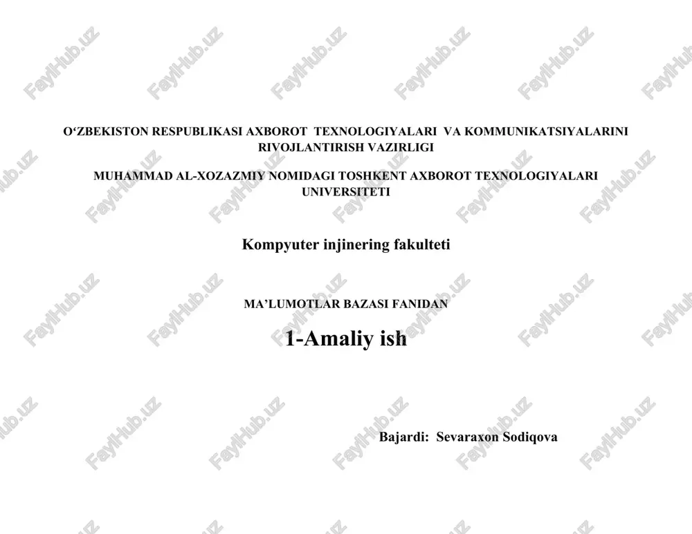 ma'lumotlar bazasi loyihalash — DOCX