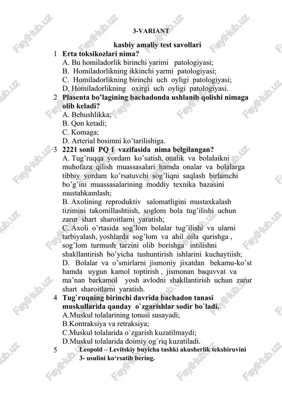 kasbiy amaliy test savollari — DOCX