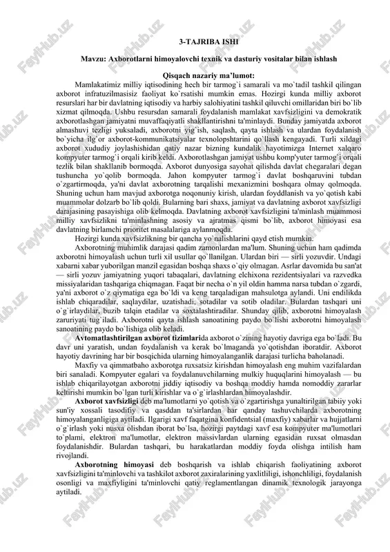 axborotlarni himoyalovchi texnik va dasturiy vositalar — DOCX