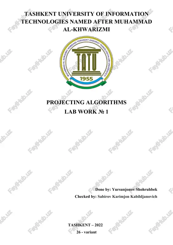 algorithms projecting lab work — DOCX