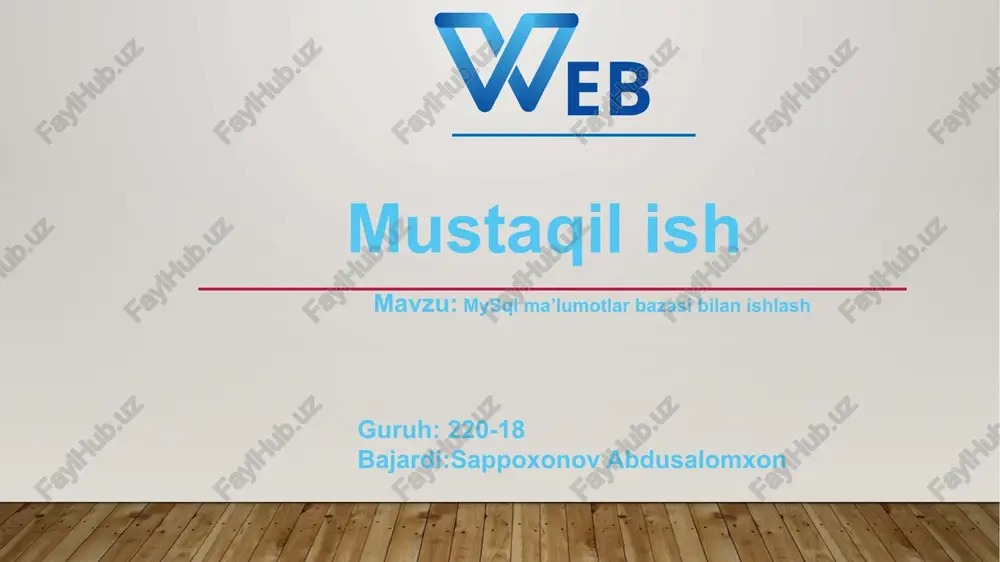 mysql ma’lumotlar bazasi bilan ishlash — PPTX