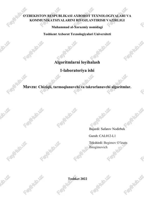 algoritmlarni loyihalash — DOCX