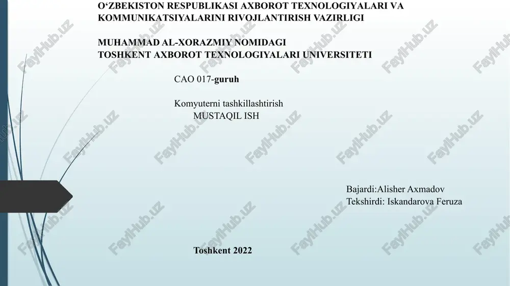 protsessorlar, turlari va xususiyatlari — PPTX