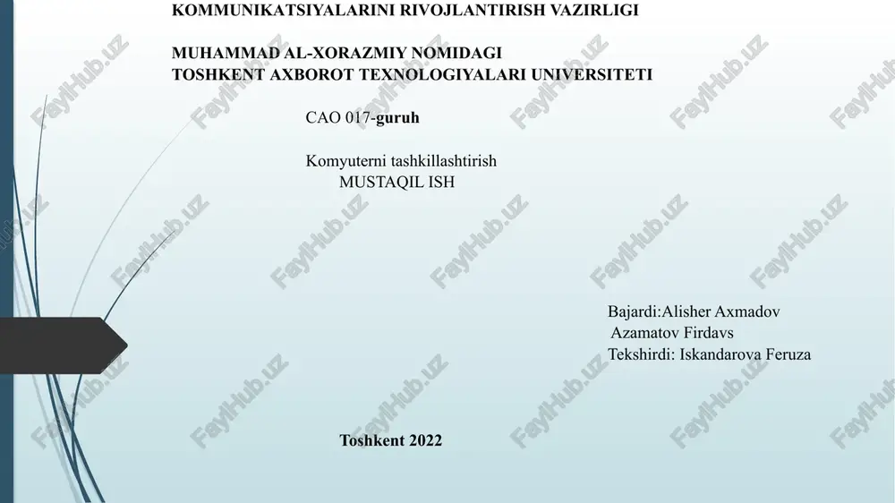 protsessorlar, turlari va xususiyatlari — PPTX