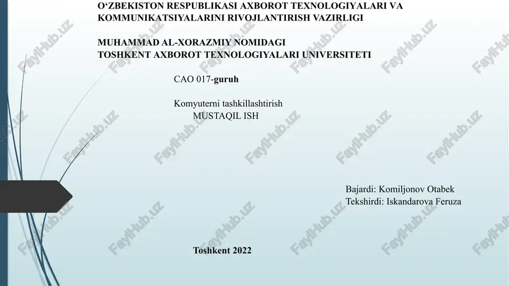protsessorlar, turlari va xususiyatlari — PPTX