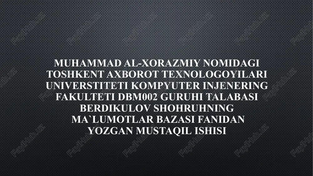ma`lumotlar bazasi ni loyihalash — PPTX