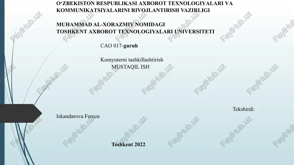 protsessorlar, turlari va xususiyatlari — PPTX