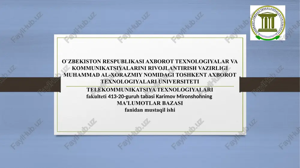 ma`lumotlar bazasi — PPTX