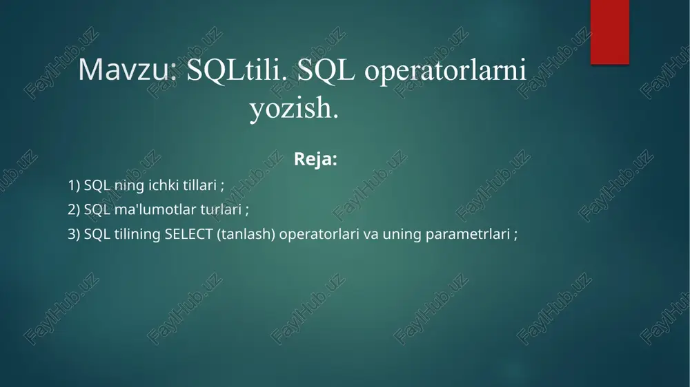 sqltili.sqloperatorlarniyozish — PPTX