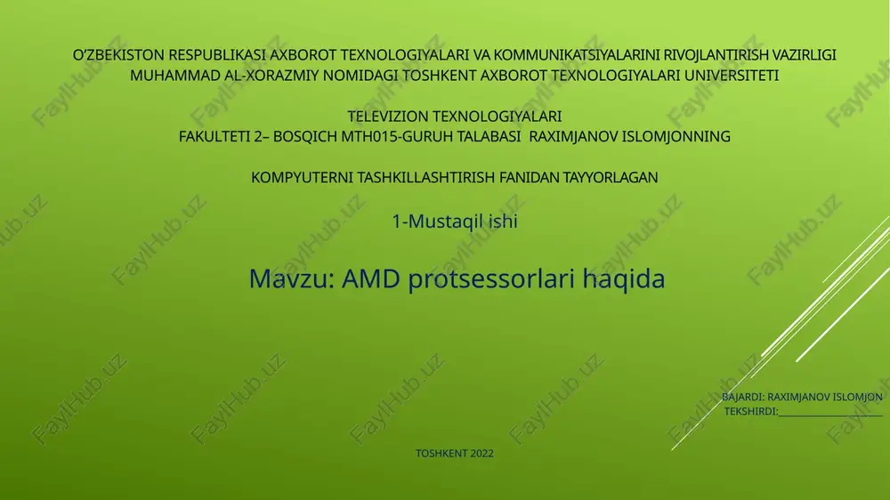 amd processorlari — PPTX