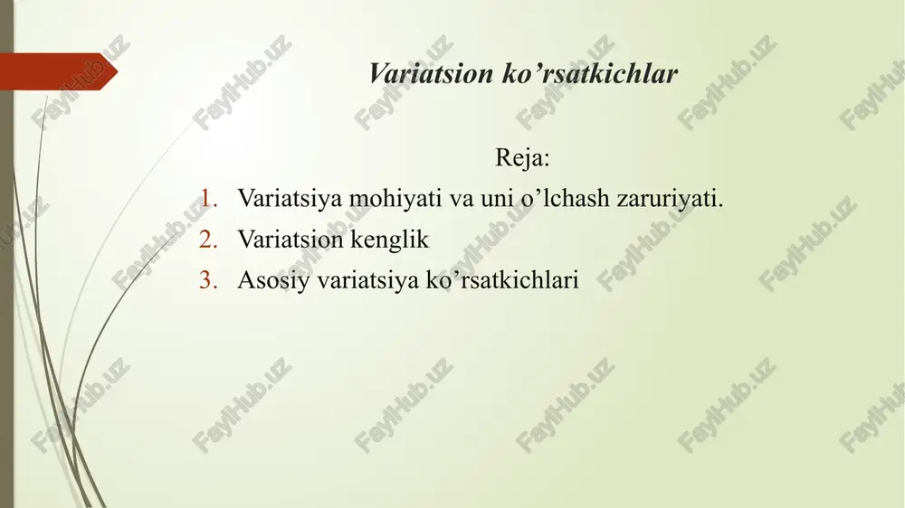 variatsion ko’rsatkichlar — PPTX