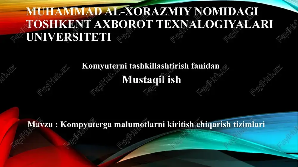 kompyuterga malumotlarni kiritshtirish chiqarish tizimlari — PPTX