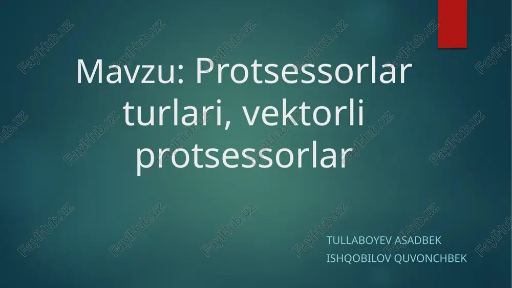 protsessorlar turlari, vektorli protsessorlar — PPTX