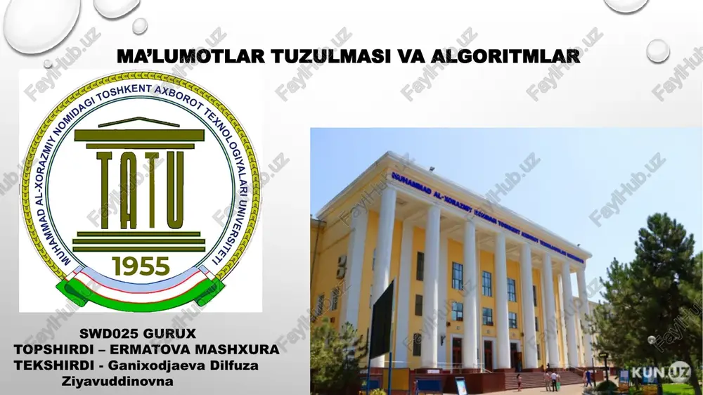 ma’lumotlar tuzulmasi va algoritmlar — PPTX