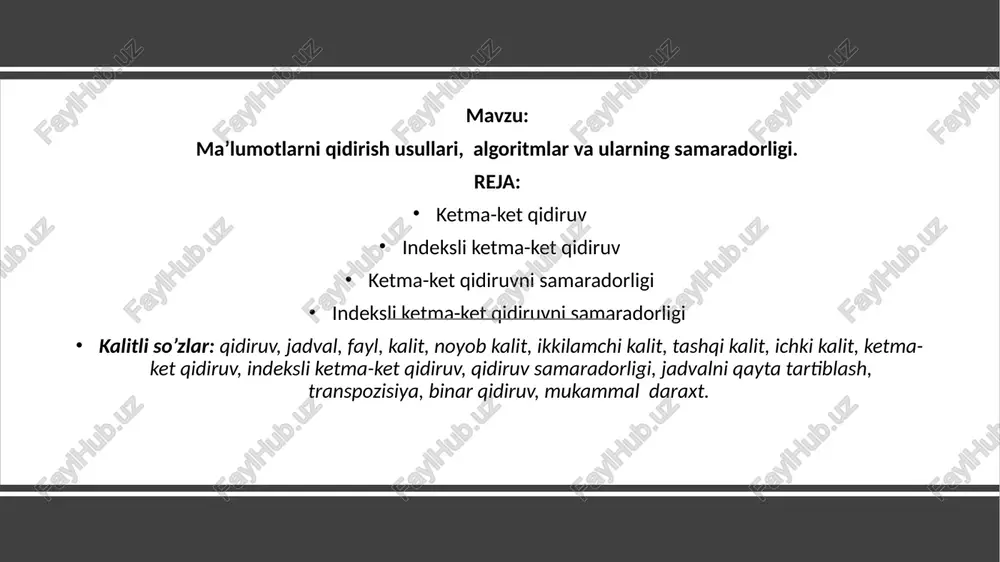 ma’lumotlarni qidirish usullari — PPTX