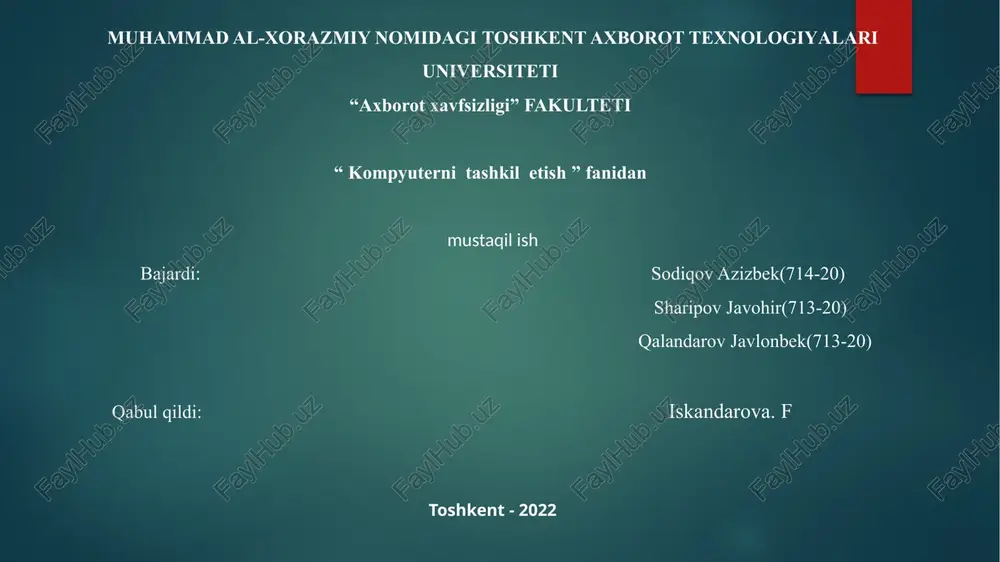 pentiniumsinfiprotsessorlariturlixilfirmalartomonidanishlabchiqilganprotsessorturlarivaimkoniyatlari — PPTX