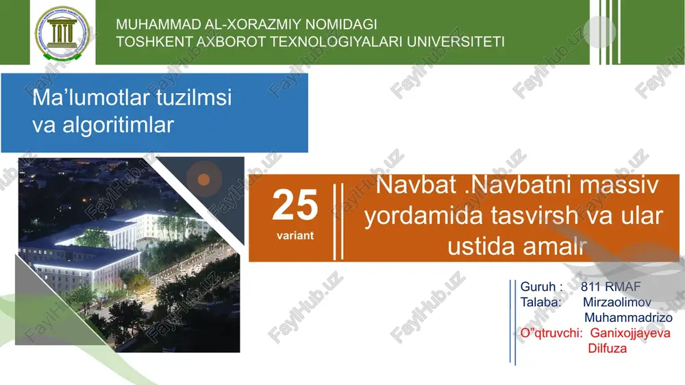 ma’lumotlartuzilmsi va algoritimlar — PPTX