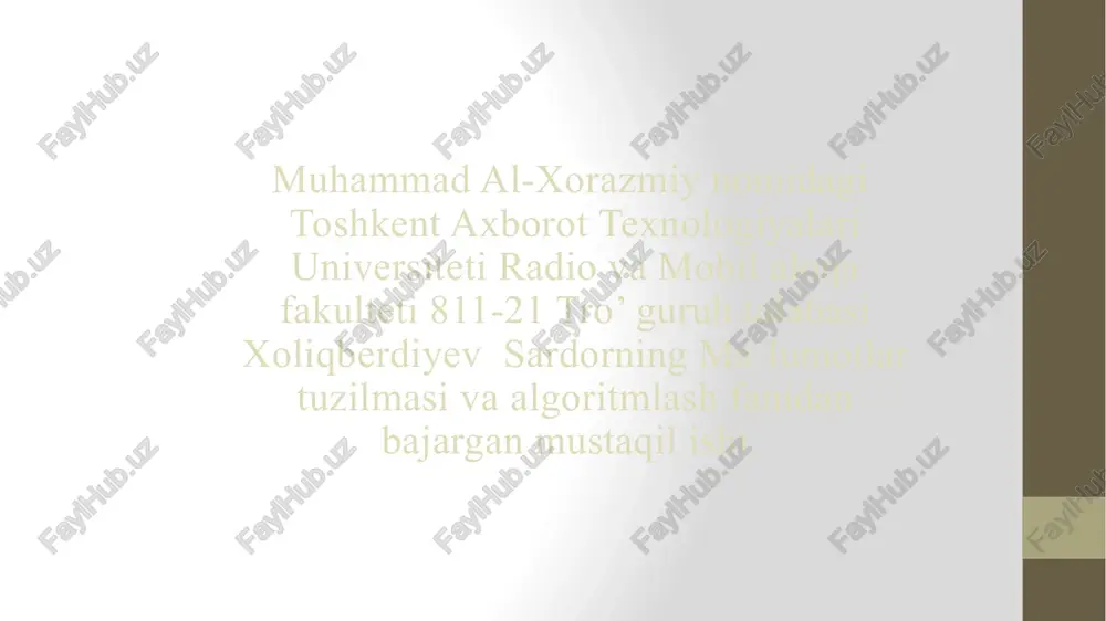 graflarda eng qisqa yo'llarni topish usullari va tahlili — PPTX