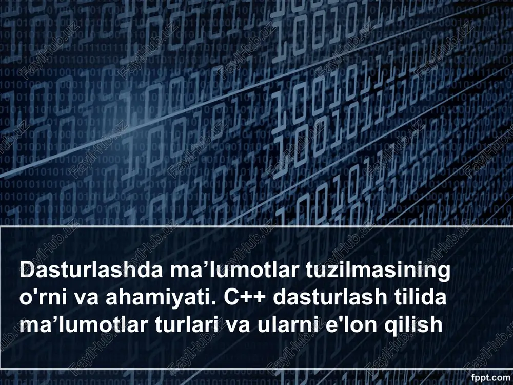 c++ dasturlash tilida ma’lumot turlari — PPT