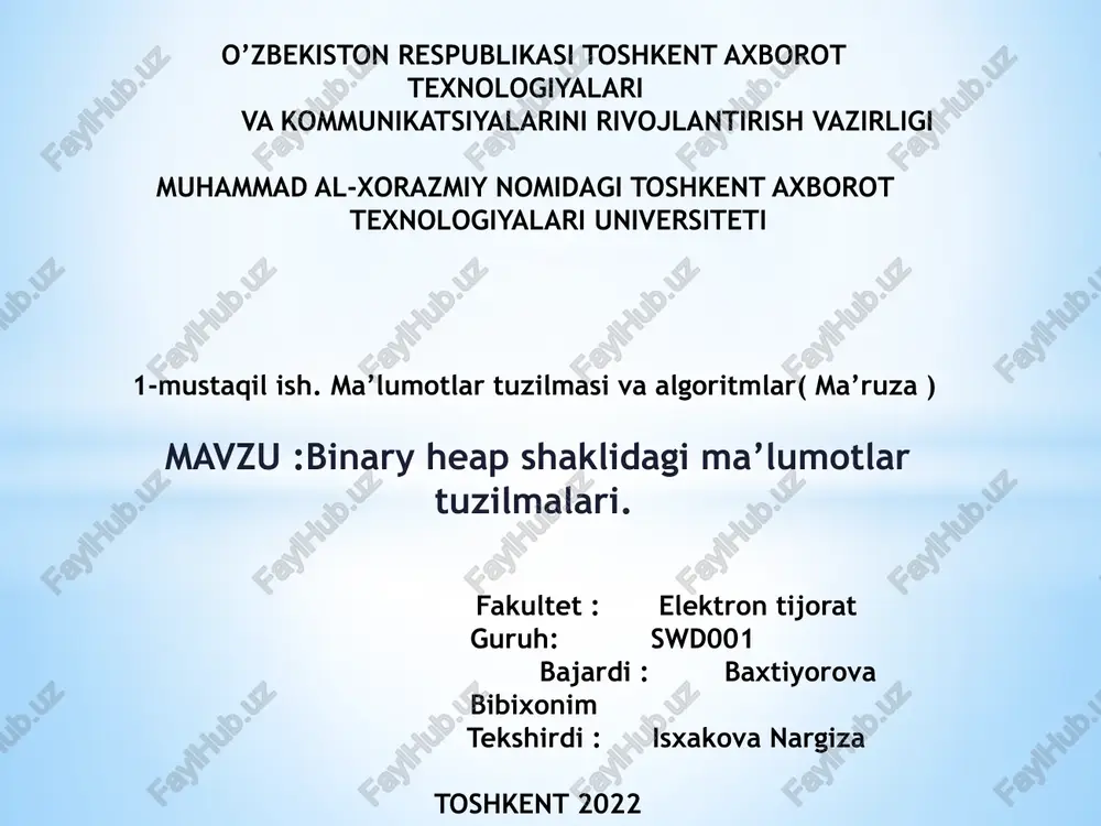 ma’lumotlar tuzilmasi va algoritmlar — PPTX