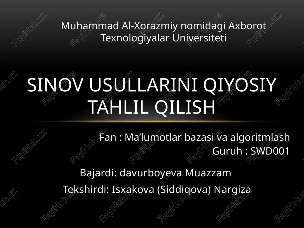 dasturiy sinov usullari — PPTX