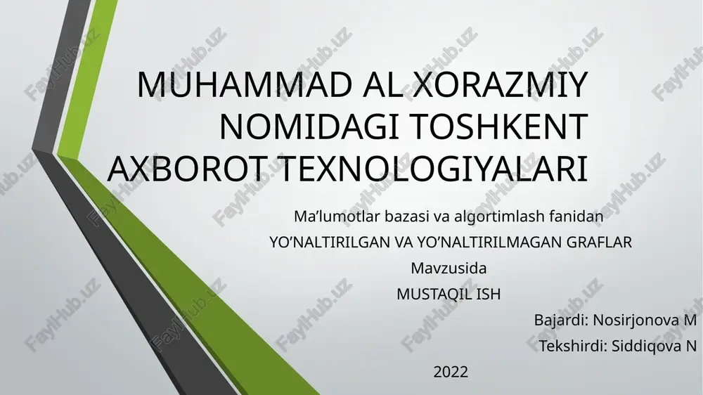 yo’naltirilgan va yo’naltirilmagan graflar — PPTX
