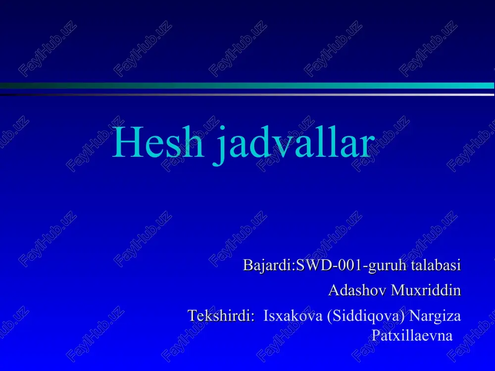 hesh jadvallar — PPT