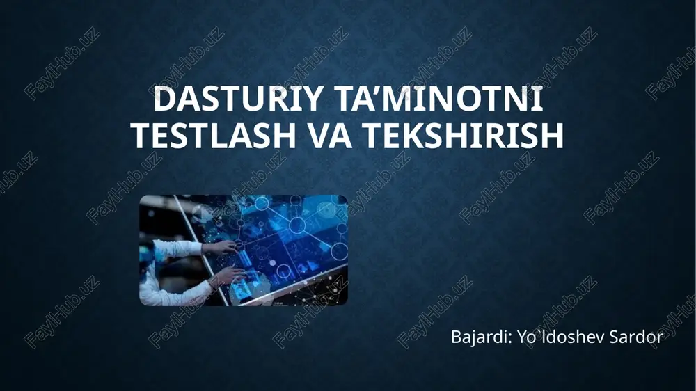 dasturiy ta’minotni testlash va tekshirish — PPTX