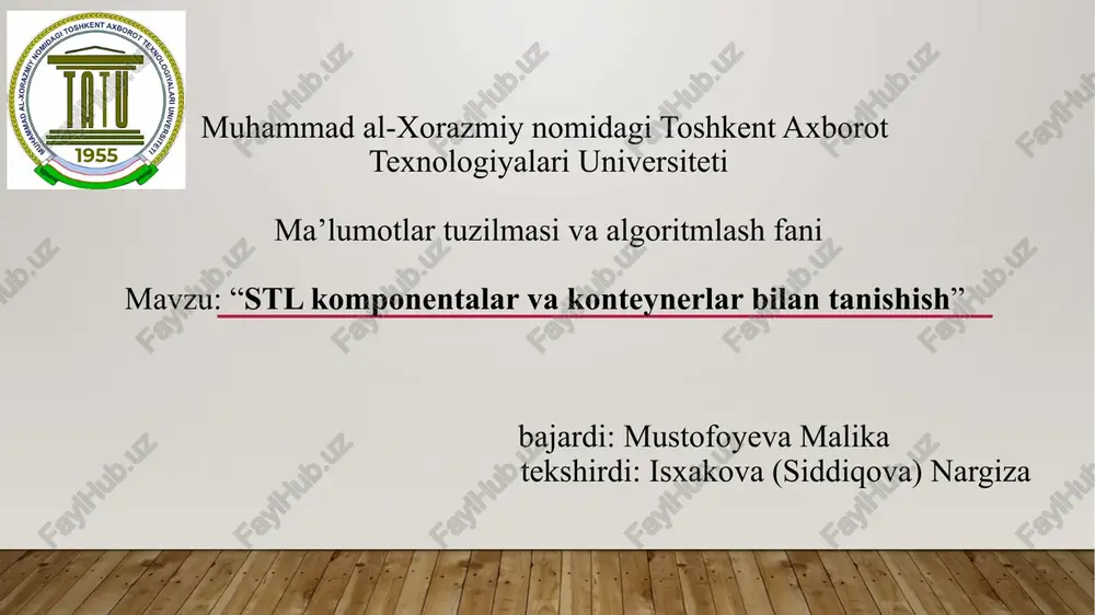 toshkent axborot texnologiyalari universiteti — PPTX