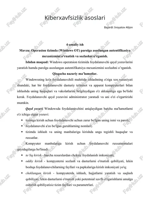 kiberxavfsizlik asoslari — DOCX
