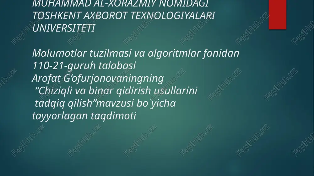 chiziqli va binar qidirish usullari — PPTX