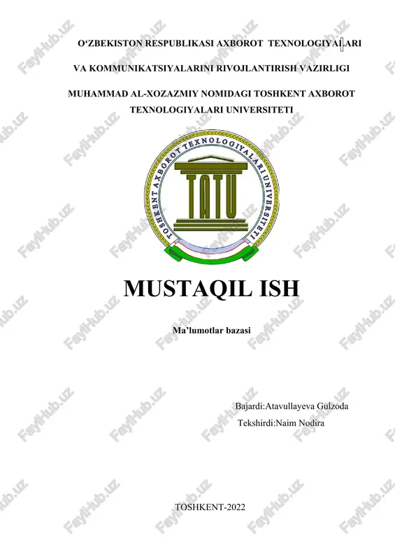 mysql dasturi o'rnatish — DOCX