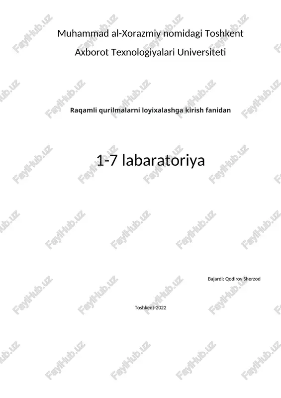 raqamli qurilmalarni loyixalashga kirish fanidan — DOCX