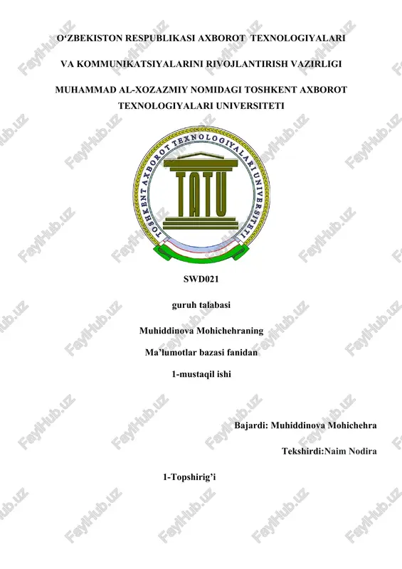 sql tilida jadvallar — DOCX