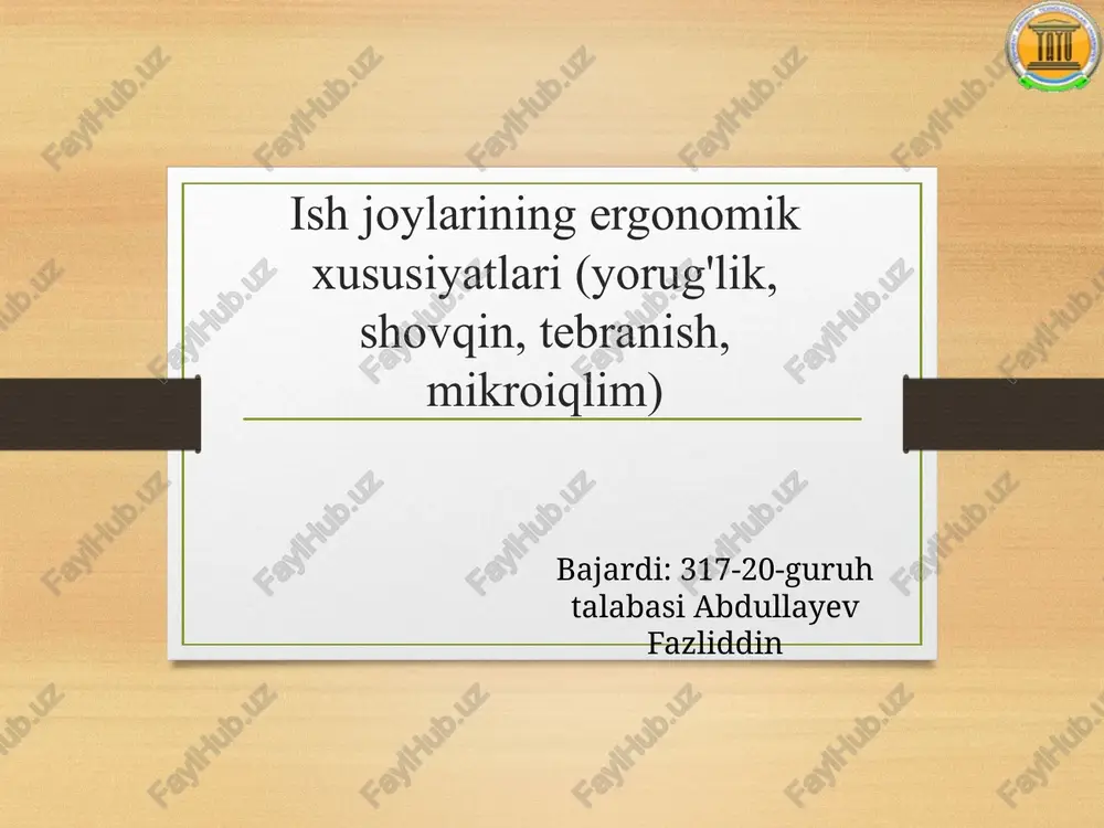 ergonomika haqida tushuncha — PPTX