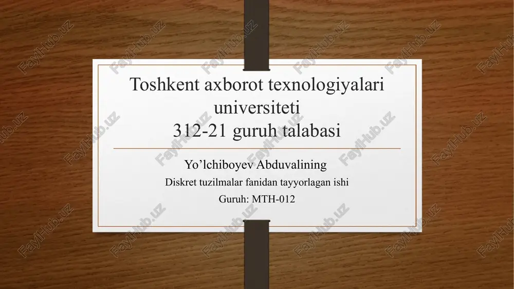 diskret tuzilmalar fanidan ta'lim — PPTX