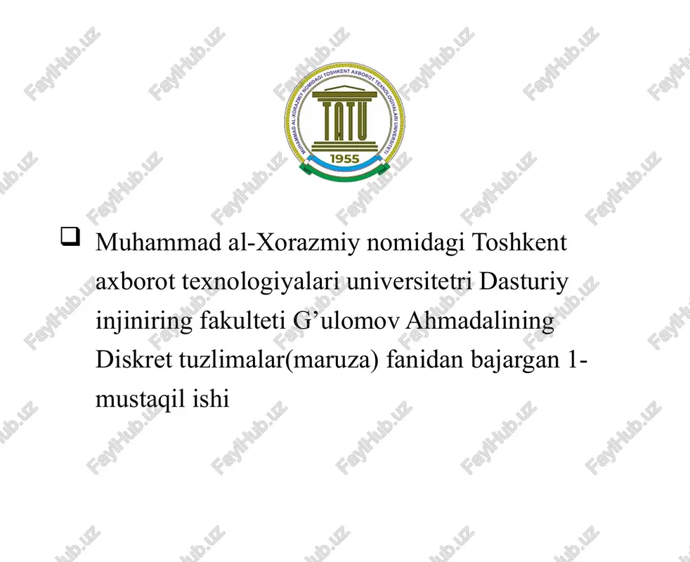 diskret tuzlimalar(maruza) — PPTX