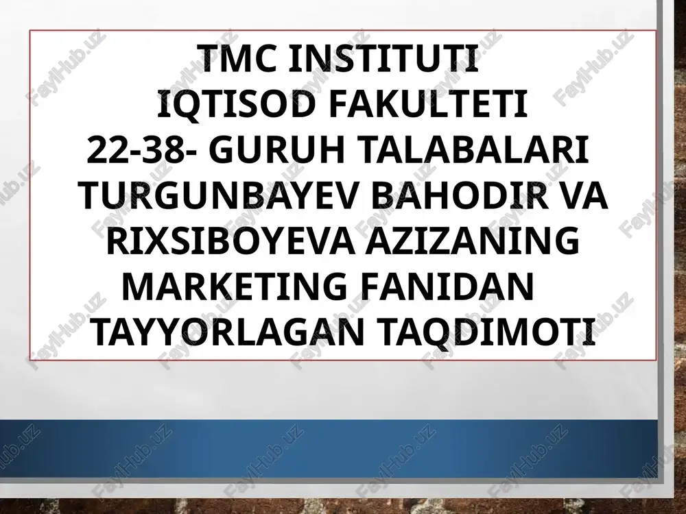 marketing zamonaviy konsepsiyalar — PPTX
