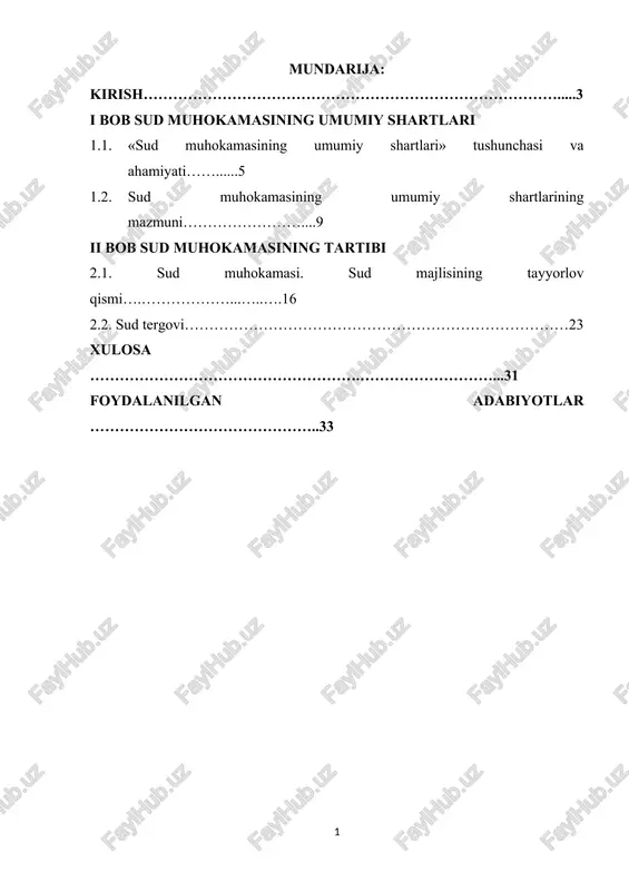 sud muhokamasining umumiy shartlari — DOCX