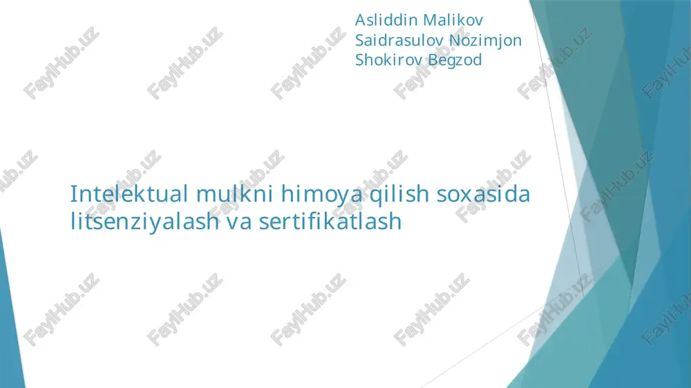 intellektualmulkni himoya qilish va sertifikatlash — PPTX