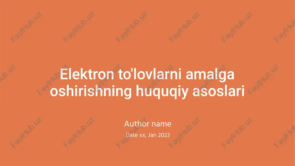 elektron to'lov usullari — PPTX