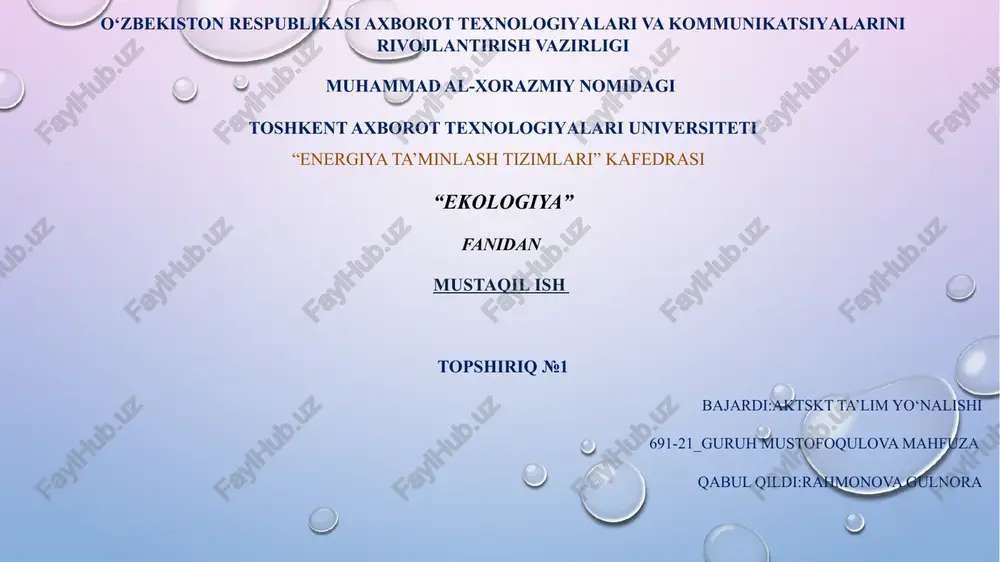 o'simlik va hayvonlarning biosferaga tasiri — PPTX