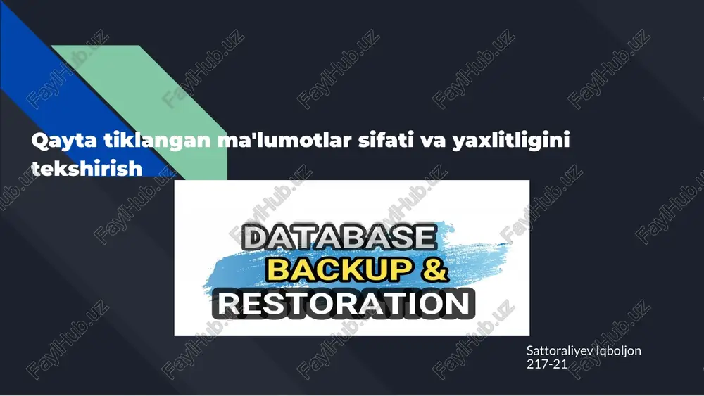 ma'lumolarni tekshirish va yaxlitlash — PPTX