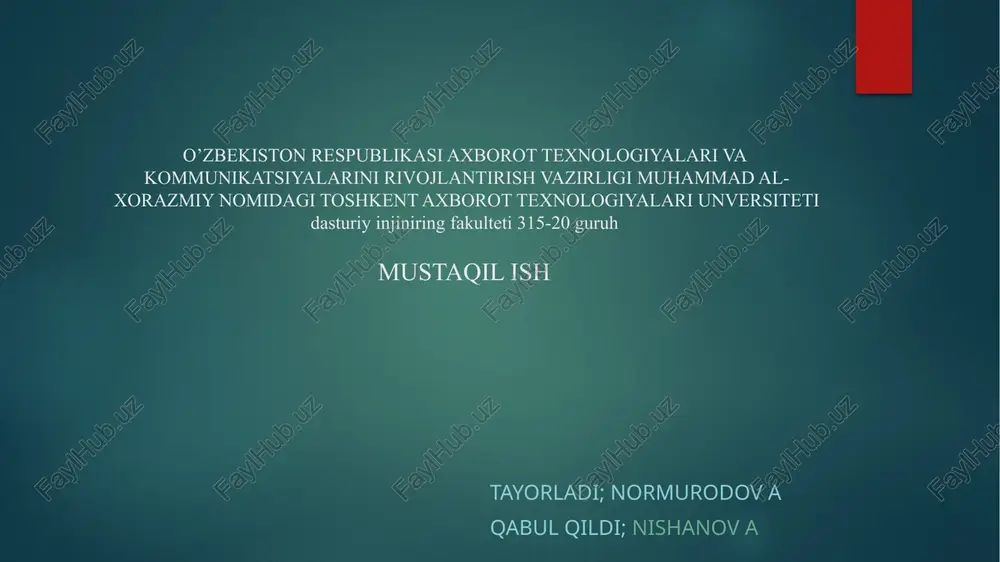 dinamik tizimlarni ishlab chiqish usuli — PPTX