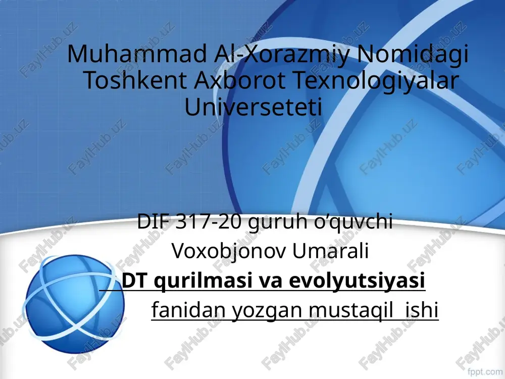 dt qurilmasi va evolyutsiyasi — PPTX